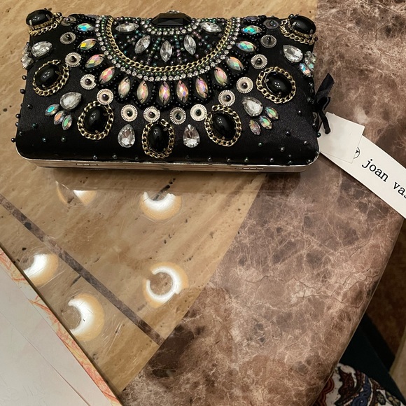Joan Vass Beautiful Crystal stone encrusted Clutch - Picture 5 of 12
